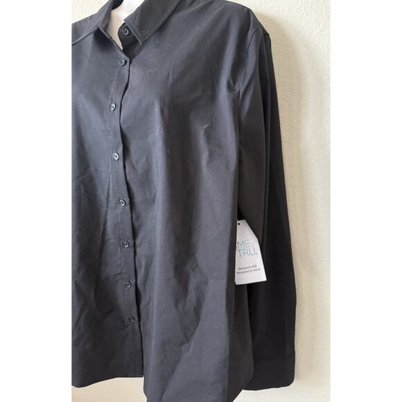 Time and Tru Black Women's Button Down Collared Long Sleeves Shirt Size XL 16-18 - Picture 4 of 6